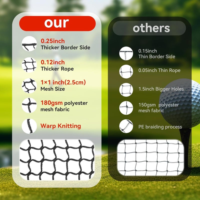 ParPeak Golf Hitting Nets Shank Net Attachment, 7 * 10/7 * 7FT Heavy Duty Side Net Barrier Net for Golf, Baseball, Hockey with Sandbag - Image 5